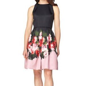 Tahari Mikado Floral Print Fit-And-Flare Dress